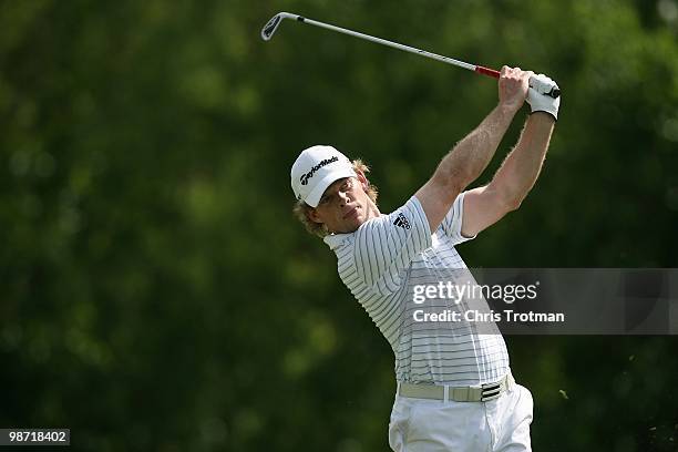 James Driscoll hits a shot during the first round of the Zurich Classic at TPC Louisiana on April 22, 2010 in Avondale, Louisiana.