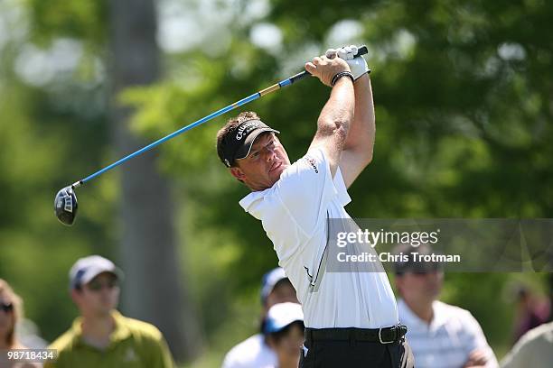 Alex Cejka hits a shot during the final round of the Zurich Classic at TPC Louisiana on April 25, 2010 in Avondale, Louisiana.