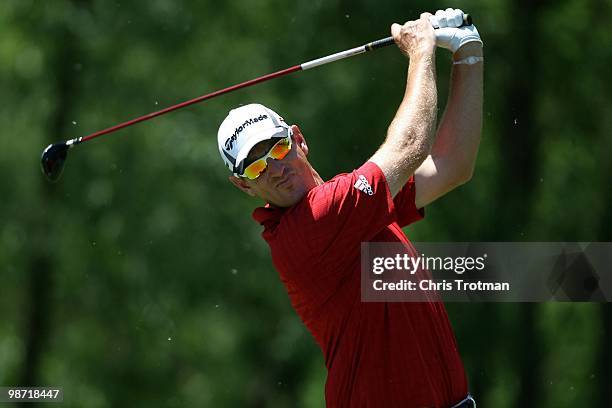 Greg Owen hits a shot during the final round of the Zurich Classic at TPC Louisiana on April 25, 2010 in Avondale, Louisiana.