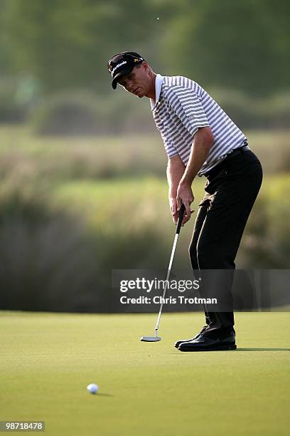 John Senden of Australia putts during the third round of the Zurich Classic at TPC Louisiana on April 24, 2010 in Avondale, Louisiana.