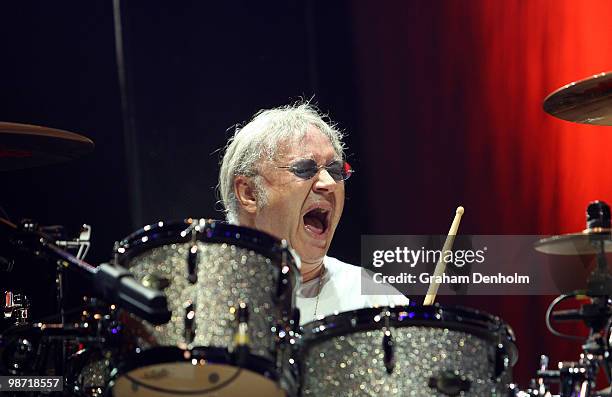 Ian Paice of Deep Purple performs on stage during their concert at the Sydney Entertainment Centre on April 28, 2010 in Sydney, Australia.