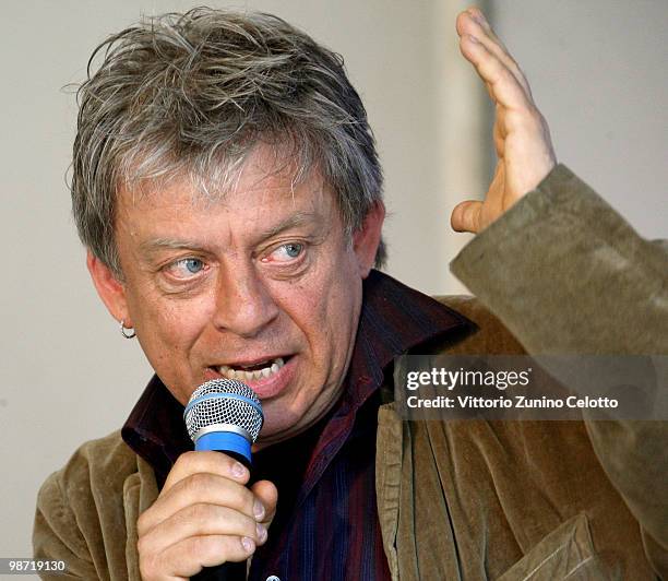 Actor Paolo Rossi attends 'Il Mistero Buffo' Press Conference held at Il Piccolo Teatro on April 28, 2010 in Milan, Italy.