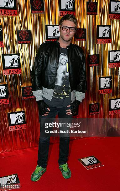 Musician Brian McFadden arrives at the "MTV Classic: The Launch" music event at the Palace Theatre on April 28, 2010 in Melbourne, Australia. The...