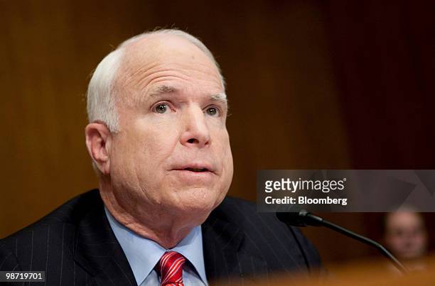 Senator John McCain, a Republican from Arizona, speaks during a Senate Homeland Security and Governmental Affairs subcommittee hearing on Wall Street...