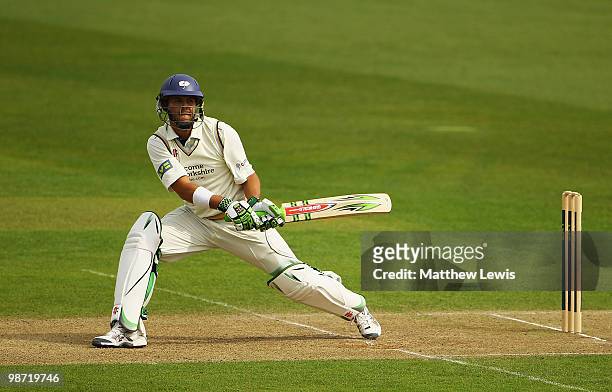 Jacques Rudolph of Yorkshire plays a reverse sweep during the LV County Championship match between Yorkshire and Durham at Headingley Carnegie...