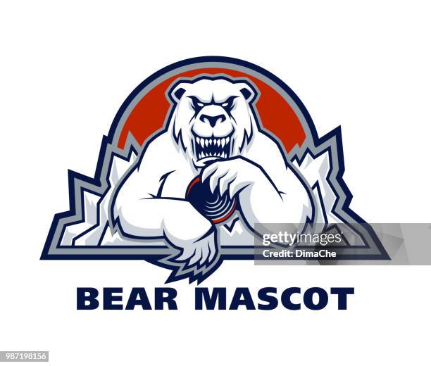 polar bear sport mascot - ice hockey vector stock illustrations