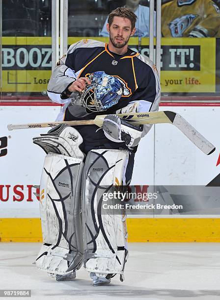 Dan Ellis of the Nashville Predators skates against the Chicago Blackhawks in Game Six of the Western Conference Quarterfinals during the 2010 NHL...