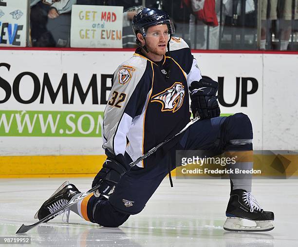 Cody Franson of the Nashville Predators skates against the Chicago Blackhawks in Game Six of the Western Conference Quarterfinals during the 2010 NHL...