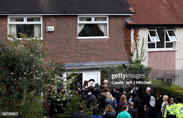 Media gather outside the home of pensioner Gillian Duffy after Prime Minister Gordon Brown made an apology for referring to her as a 'bigoted woman',...