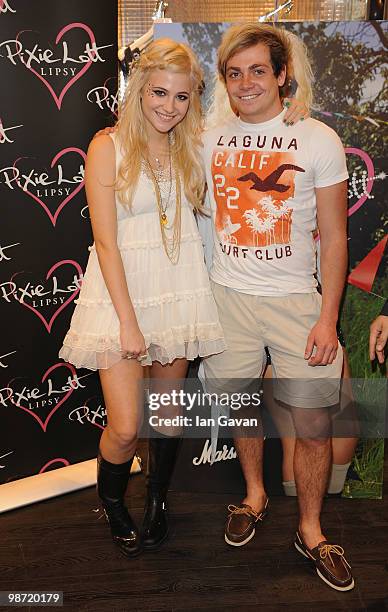 Pixie Lott and her brother Steve attend a photocall to launch her 'Pixie Loves Lipsy' fashion collection at Lipsy, Bluewater Shopping Centre on April...
