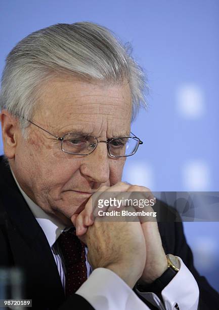 Jean-Claude Trichet, president of the European Central Bank , listens during a press conference at the German ministry of finance in Berlin, Germany,...