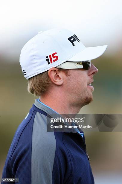 Hunter Mahan looks on during the final round of the Waste Management Phoenix Open at TPC Scottsdale on February 28, 2010 in Scottsdale, Arizona.