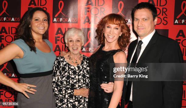Television personalities Tiffany Rinehart, Maggie Griffin, Kathy Griffin and Tom Vize attend the Aid for AIDS 25th Silver Anniversary VIP Reception...