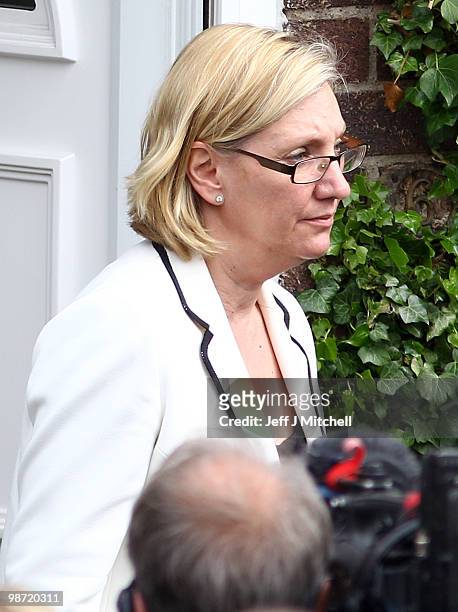 Sue Nye, a close aide to Prime Minister Gordon Brown, leaves the home of pensioner Gillian Duffy after the Prime Minister made an apology for...