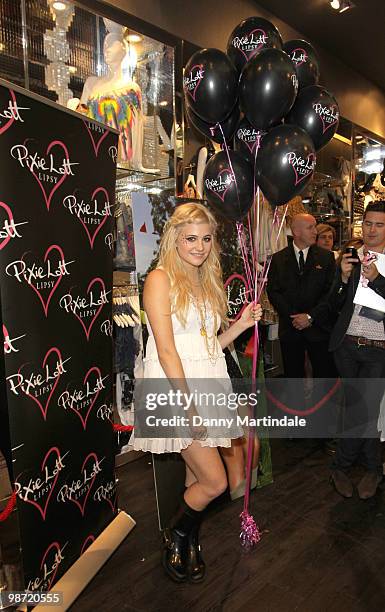 Pixie Lott attends photocall to launch 'The Pixie Collection' for Lipsy at Bluewater Shopping Centre on April 28, 2010 in Greenhithe, England.