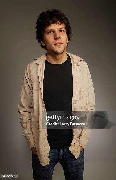 Actor Jesse Eisenberg from the film "Some Boys Don't Leave" attends the Tribeca Film Festival 2010 portrait studio at the FilmMaker Industry Press...