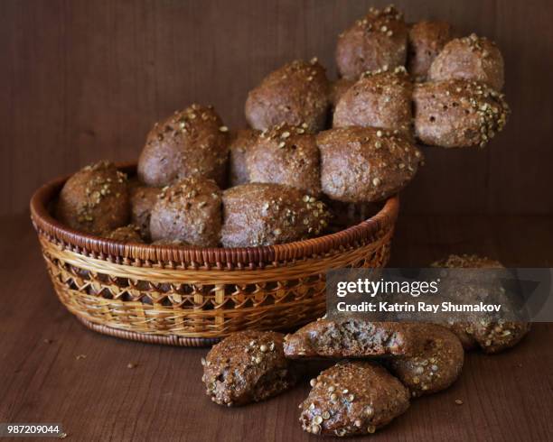 homemade rye baguettes of pain d'epi style - pain baguette stock pictures, royalty-free photos & images
