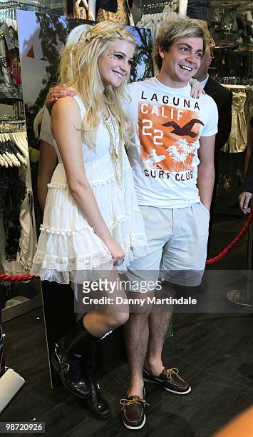 Pixie Lott and brother Steve attend photocall to launch 'The Pixie Collection' for Lipsy at Bluewater Shopping Centre on April 28, 2010 in...