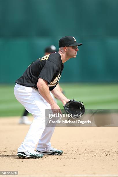 Kevin Kouzmanoff of the Oakland Athletics fielding during the game against the Baltimore Orioles at the Oakland Coliseum in Oakland, California on...