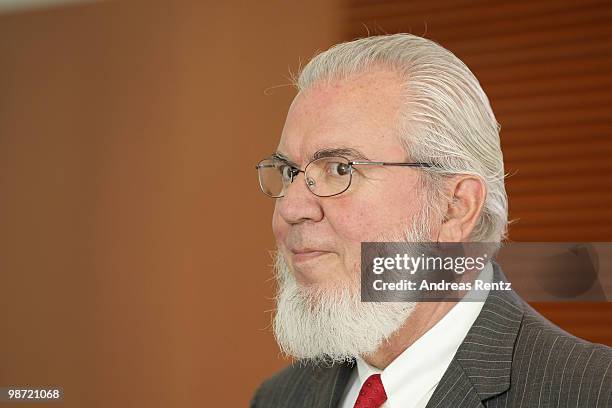 Juan Somavia, director general of the International Labour Organization attends a meeting at the Chancellery on April 28, 2010 in Berlin, Germany....