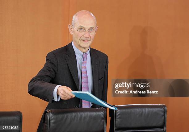 Director of the World Trade Organization Pascal Lamy attends a meeting at the Chancellery on April 28, 2010 in Berlin, Germany. German Chancellor...