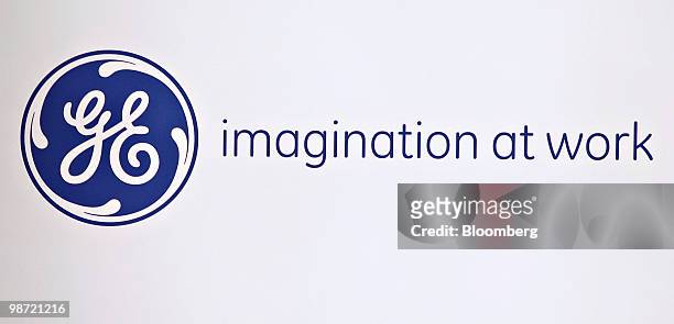 The General Electric Co. Logo is displayed during the company's 2010 annual meeting in Houston, Texas, U.S., on Wednesday, April 28, 2010. General...
