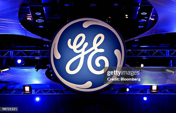 The General Electric Co. Logo is displayed during the company's 2010 annual meeting in Houston, Texas, U.S., on Wednesday, April 28, 2010. General...