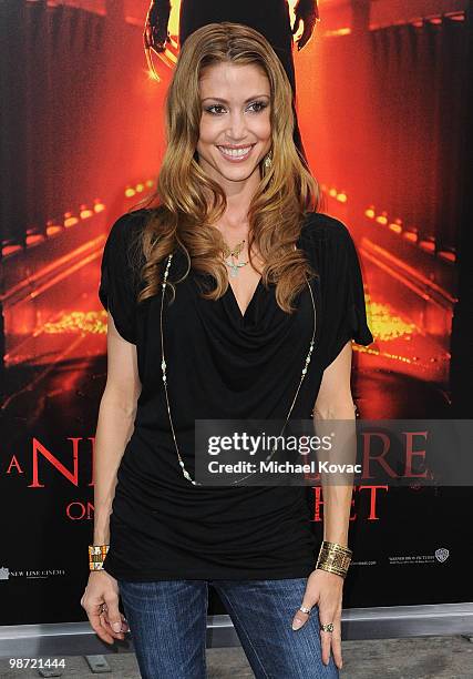 Actress Shannon Elizabeth attends the Los Angeles premiere of 'A Nightmare On Elm Street' at Grauman's Chinese Theatre on April 27, 2010 in...
