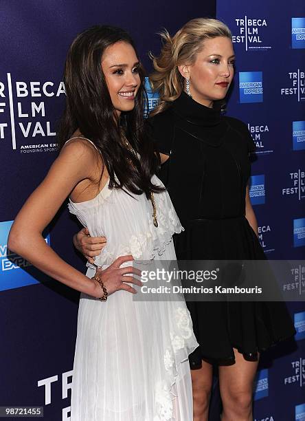 Jessica Alba and Kate Hudson attend the "The Killer Inside Me" premiere during the 9th Annual Tribeca Film Festival at the SVA Theater on April 27,...