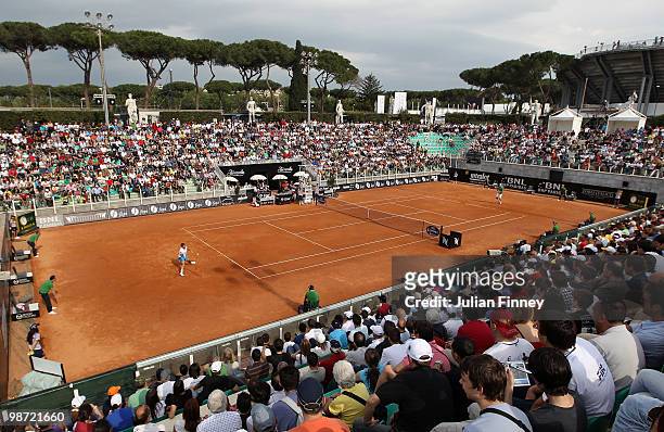 General view of Pietrangeli court as Stanislas Wawrinka of Switzerland plays Tomas Berdych of Czech Republic during day four of the ATP Masters...
