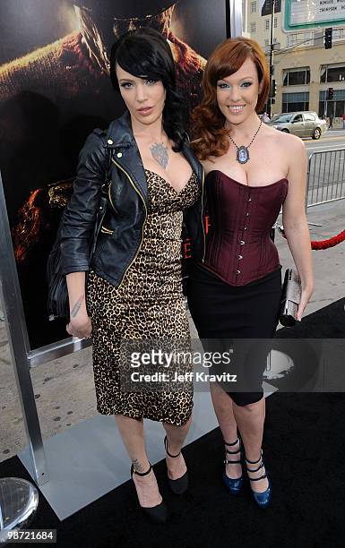 Stylist Micheline Pitt and actress Erin Cummings arrive at the Los Angeles premiere of "A Nightmare On Elm Street" held at Grauman's Chinese Theatre...