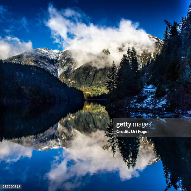 diablo reflection - diablo lake stock pictures, royalty-free photos & images