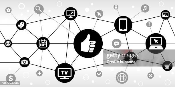 thumbs up internet communication technology triangular node pattern background - black thumbs up white background stock illustrations