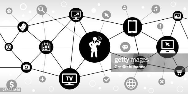 ilustrações de stock, clip art, desenhos animados e ícones de public speaking internet communication technology triangular node pattern background - stand up