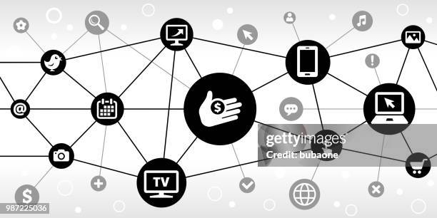 money hand internet communication technology triangular node pattern background - wireframe hand stock illustrations