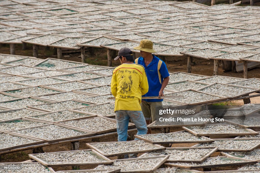 Dried Fish On Metal Grate