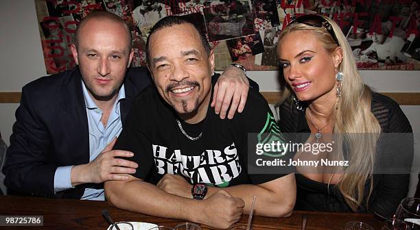 Fabrizio Sotti, Ice-T and CoCo attend Sotti's birthday party at Scuderia on April 27, 2010 in New York City.