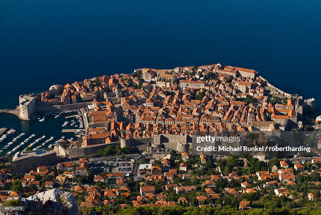 Overlooking the old town of Dubrovnik, UNESCO World Heritage Site, Croatia, Europe