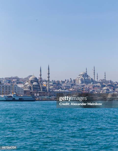 new mosque and suleymaniye mosque in istanbul - suleymaniye stock-fotos und bilder