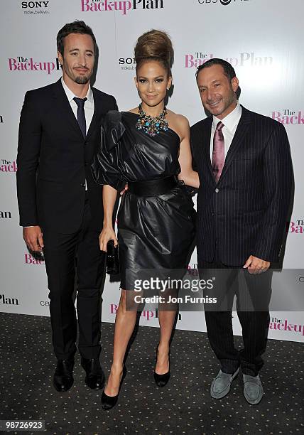 Actor Alex O'Loughlin, actress Jennifer Lopez and director Alan Poul attend 'The Back Up Plan' film premiere at the Vue Leicester Square on April 28,...