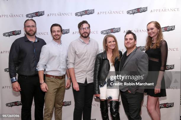 Douglas Pasko, Jake Stormoen, Benjamin Allred, Lauren Spalding, Kurt Knight and Baylee Self attend "The Appearance" Movie Premiere At Cinepocalypse...