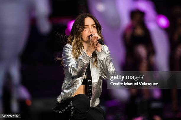 Belinda performs during the final event of the 2018 Presidential Campaign at Azteca Stadium on June 27, 2018 in Mexico City, Mexico.