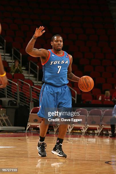 Wink Adams of the Tulsa 66ers sets up the play against the Iowa Energy in Game Two of the Semifinal seriesof the D-League playoffs on April 18, 2010...
