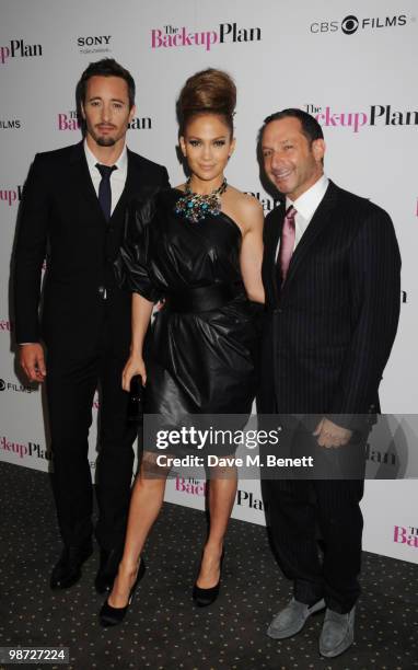 Alex O'Loughlin, Jennifer Lopez and Alan Poul attend the UK film premiere of 'The Back-Up Plan' at Vue West End on April 28, 2010 in London, England.