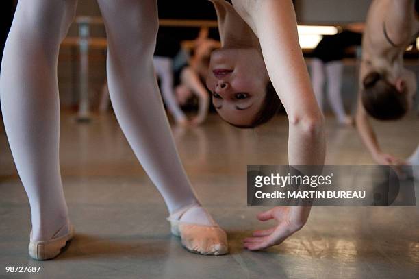 Students of Christa Charmolu, practice on April 06, 2010 at the Paris National Conservatory of Sound, music and Dance . Repetto was founded in 1947...