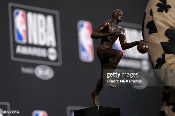 The NBA Most Valuable Player Award seen at the NBA Awards Show on June 25, 2018 at the Barker Hangar in Santa Monica, California. NOTE TO USER: User...
