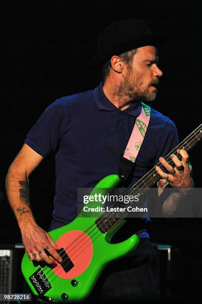 Musician Flea of the Red Hot Chili Peppers performs onstage at the 2010 MusiCares Person Of The Year Tribute To Neil Young at the Los Angeles...