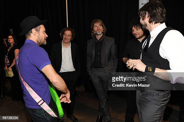 Flea of The Red Hot Chilli Peppers and Wilco backstage at 2010 MusiCares Person Of The Year Tribute To Neil Young at the Los Angeles Convention...