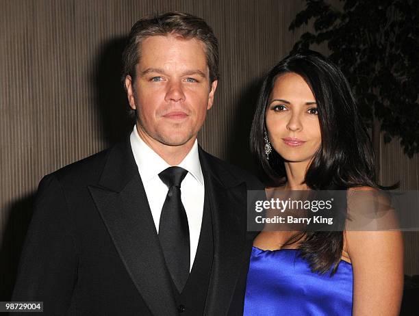 Actor Matt Damon and wife Luciana Damon arrive to the 24th Annual American Cinematheque Award Ceremony honoring Matt Damon held at The Beverly Hilton...