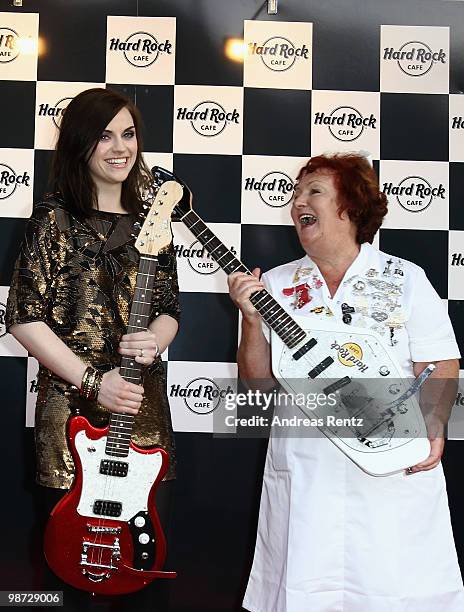 Singer Amy Macdonald and Rita Gilligan attend the Hard Rock Cafe Berlin re-opening on April 28, 2010 in Berlin, Germany.